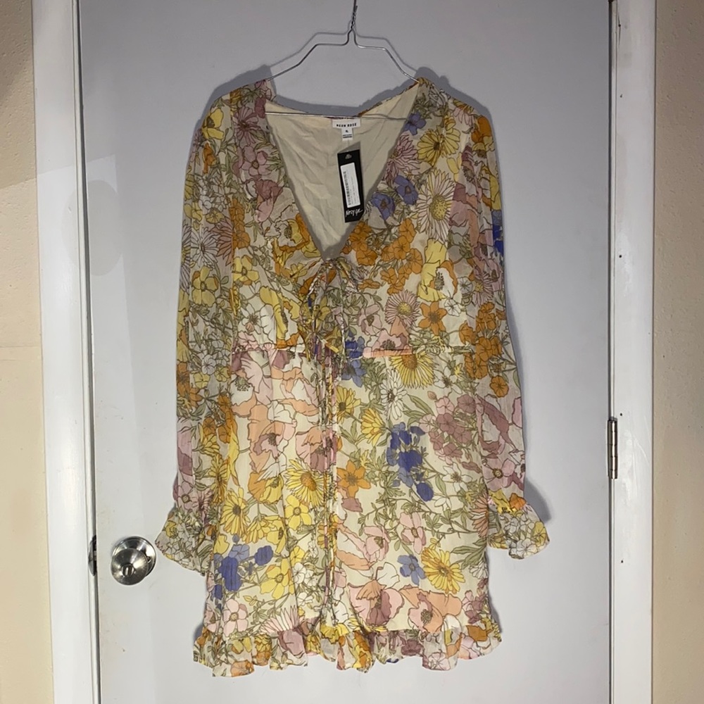 NWT Yellow Floral Nasty Gal Neon Rose Playsuit